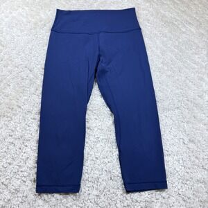 Lululemon Cropped Leggings Women's 8 High Rise Yoga Pants Navy Blue Athleisure